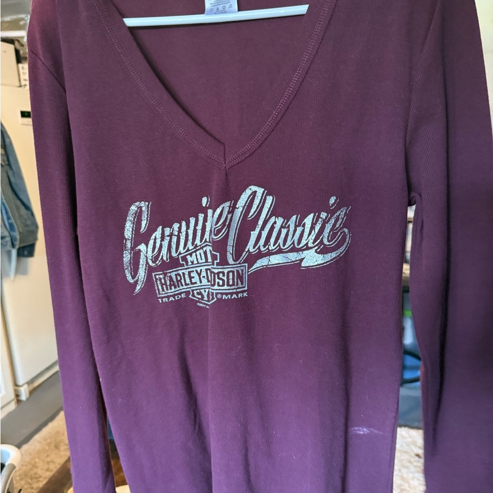 Harley-Davidson Burgundy Shirt with Silver Logo